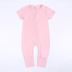 Unisex Baby Bodysuit Romper Sleeper 3-24M Pink Cotton Short Sleeve Double Zipper